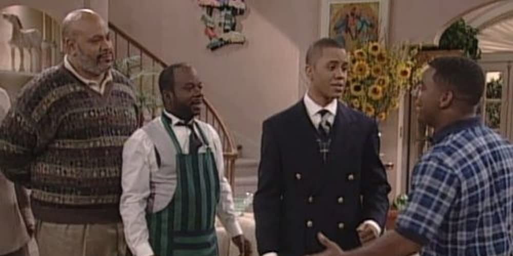 Uncle Phil, Geoffrey, and Frederick listen to Carlton