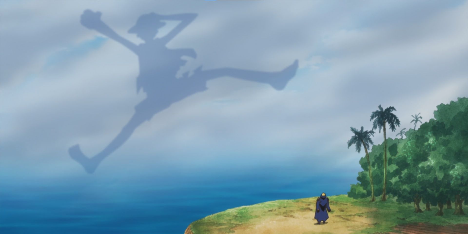 Bellamy witnesses the giant Luffy shadow in One Piece.