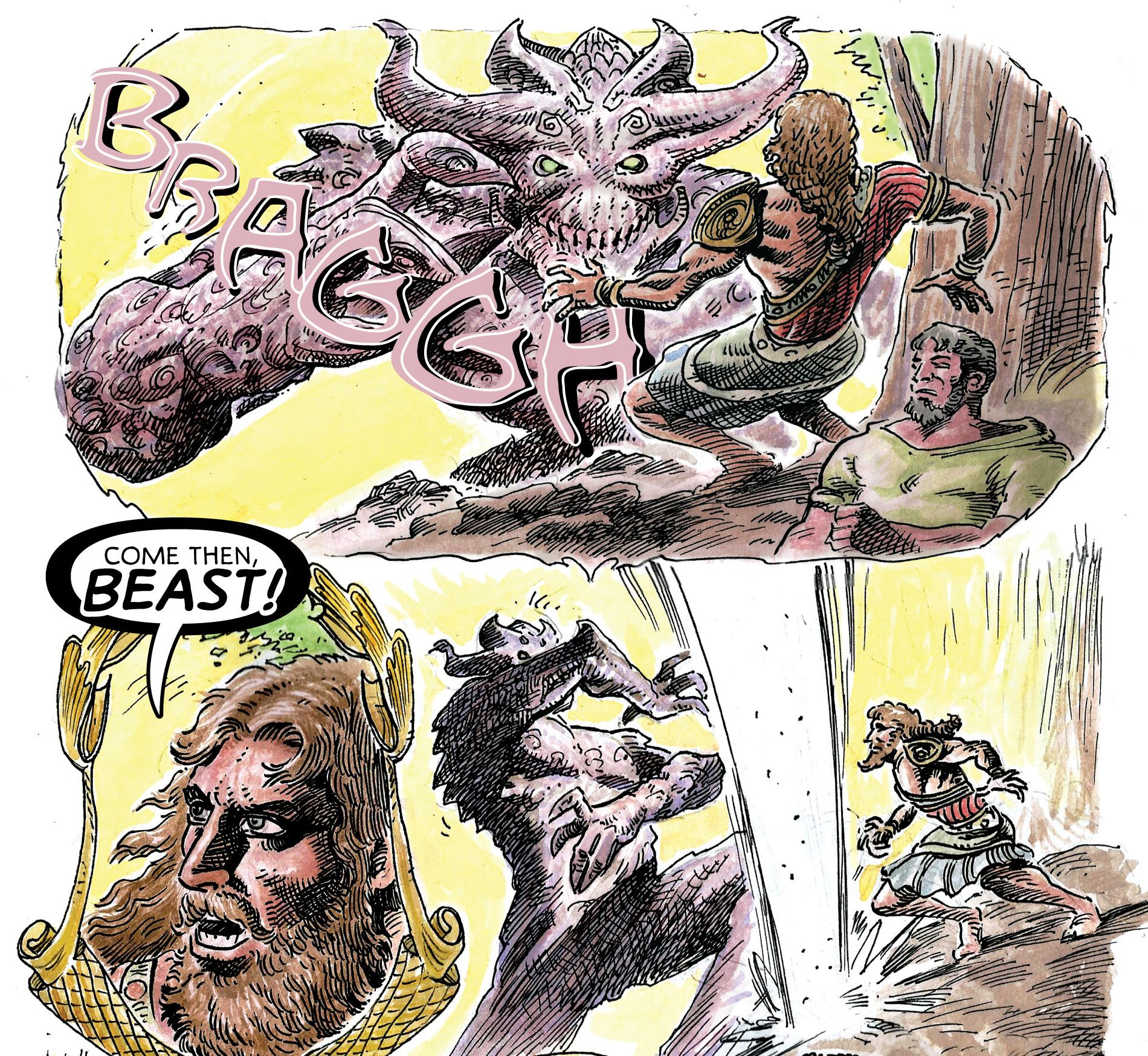 Gilgamesh fights a beast
