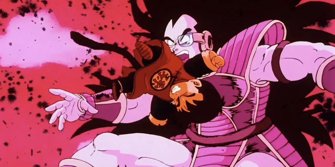 Gohan headbutts Raditz in Dragon Ball Z