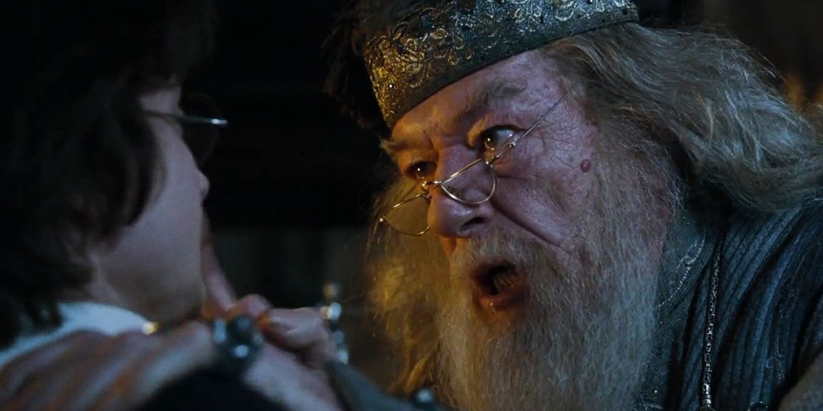 Harry Potter and Albus Dumbledore in Harry Potter and the Goblet of Fire.