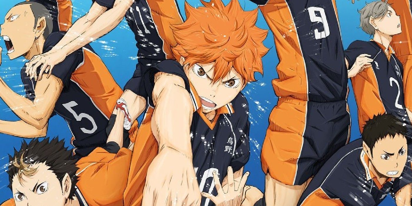 Hinata lands a spike in Haikyuu!.