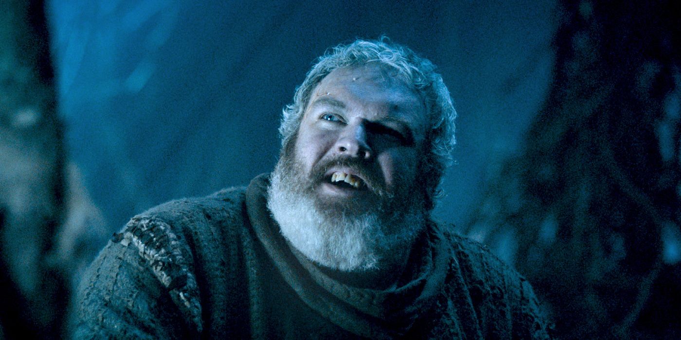 Hodor smiling in Game of Thrones.