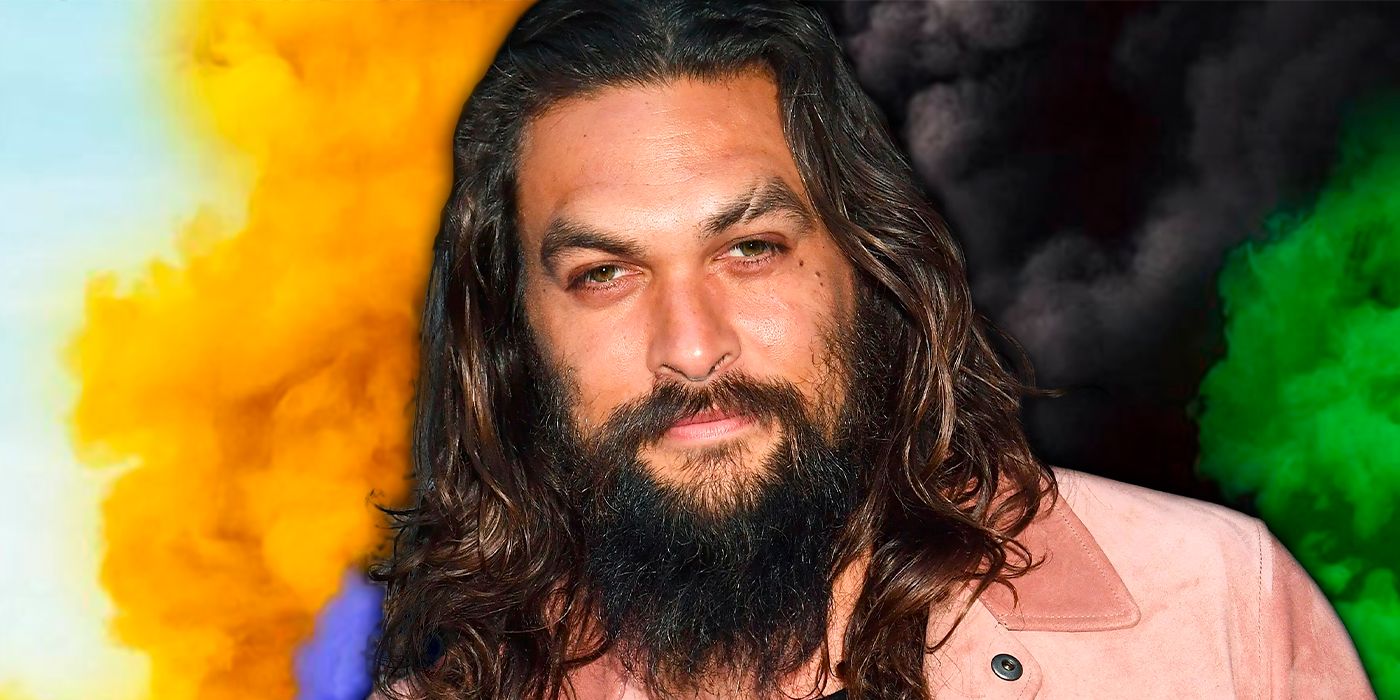 Jason Momoa in front of Fast 9 colored smoke