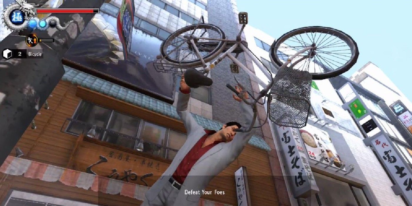 Kazuma Slams A Bicycle In Yakuza 0