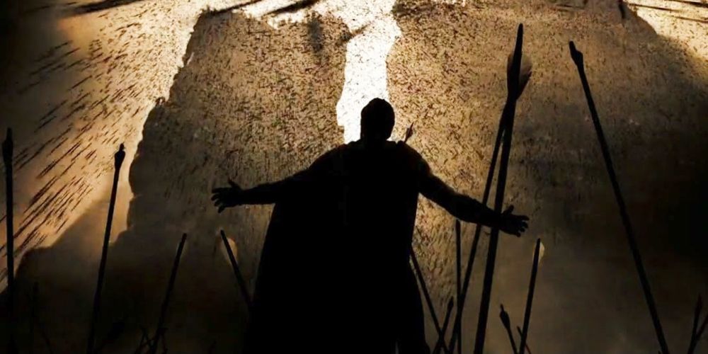 King Leonidas dies to a rain of arrows in 300 movie