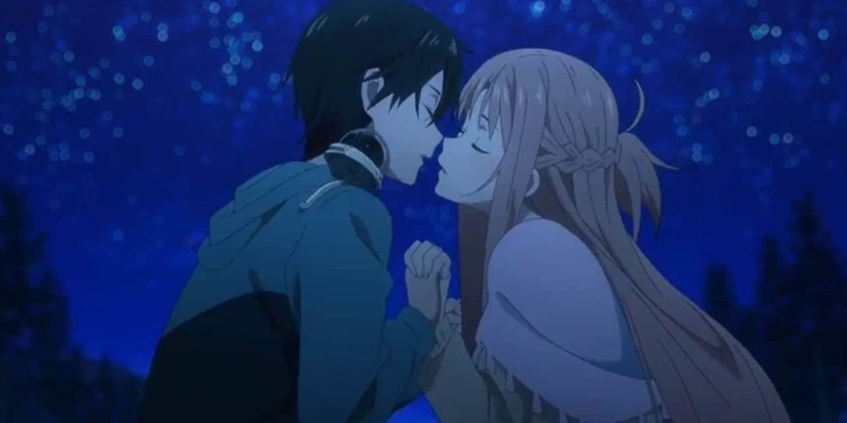 Kirito and Asuna vowing to be together as husband and wife