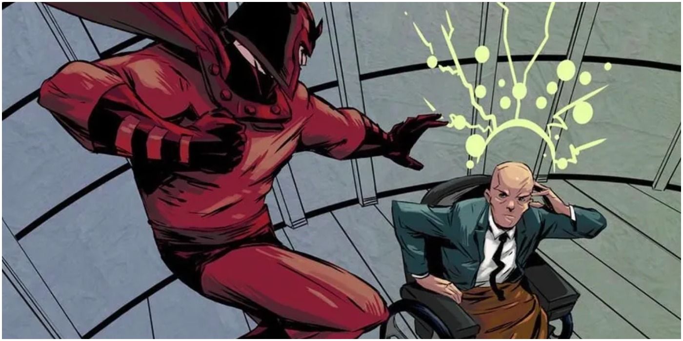 Marvel Comics Magneto and Professor X Fighting
