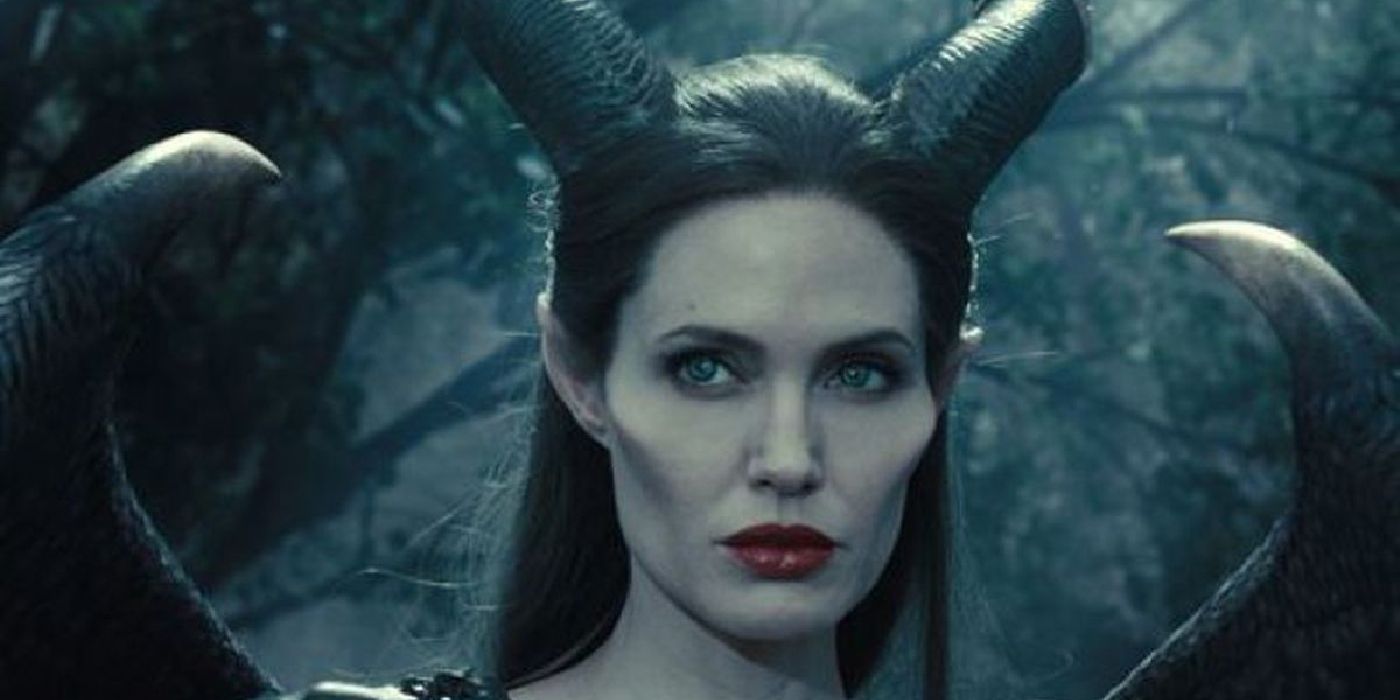 Angelina Jolie stares into the distance as Maleficent.