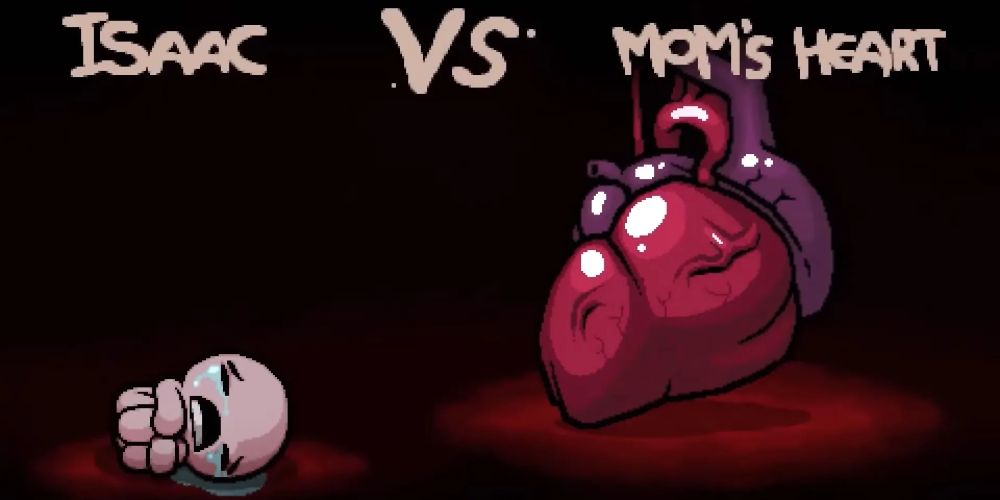 Isaac fighting Mom's Heart in the Binding of Isaac video game