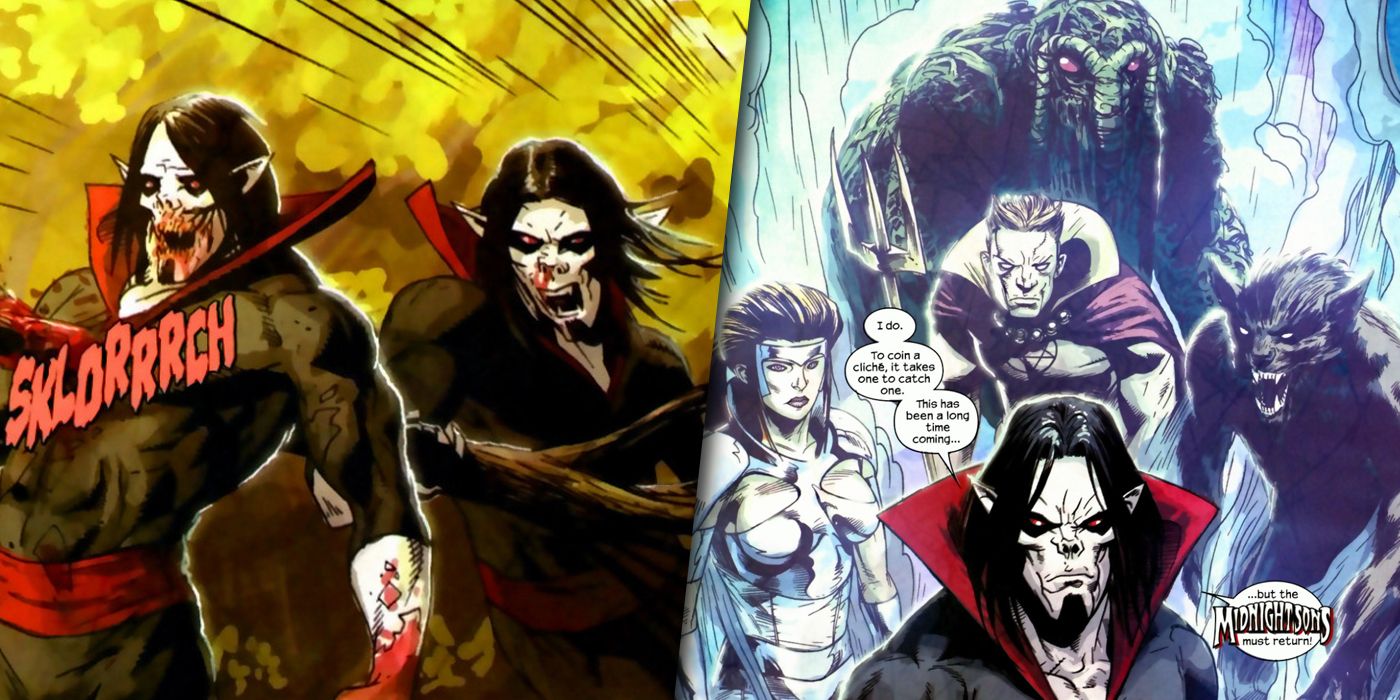 Morbius vs Zombie Morbius and the rise of the Midnight Sons from Marvel Zombies split image