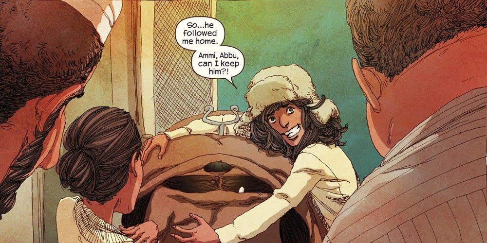 Kamala Khan asks if she can keep Lockjaw in the comics