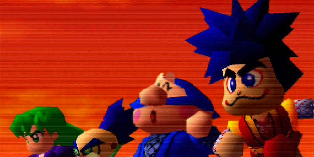 Goemon and the rest of the cast in Legend of the Mystical Ninja for the Nintendo 64