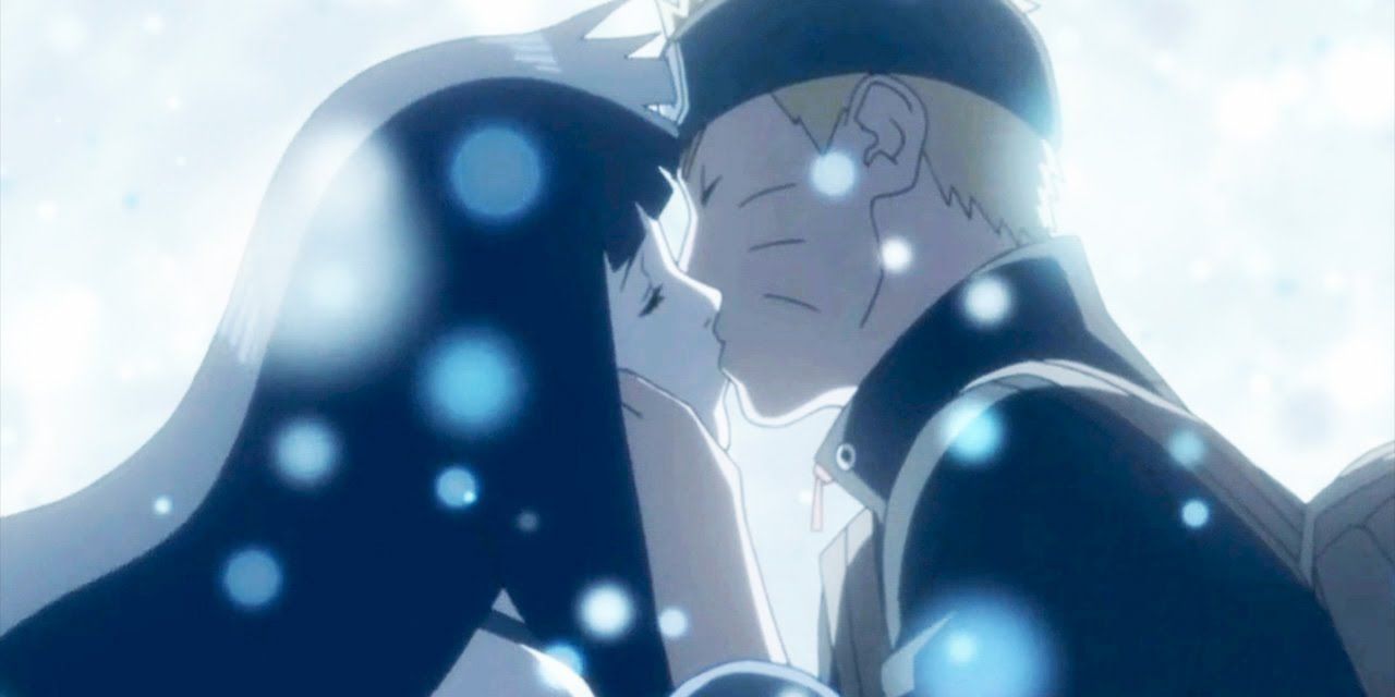 Naruto and Hinata kissing for the first time
