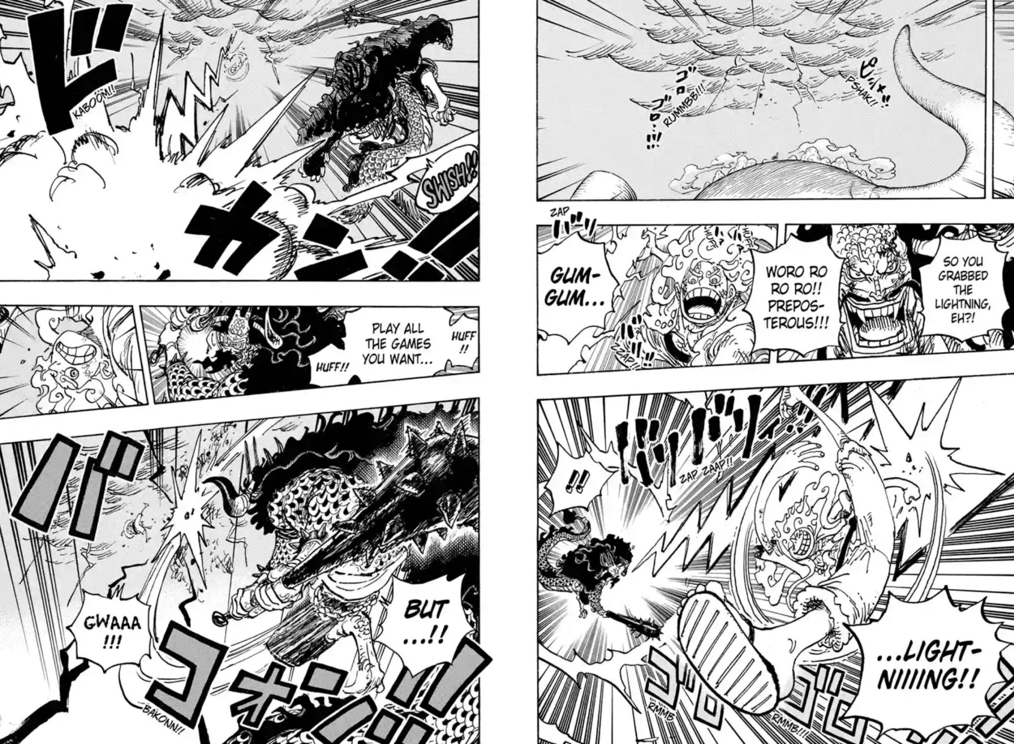One-Piece-Chapter-1047-Luffy-Kaido-Gum-Gum-Lightning