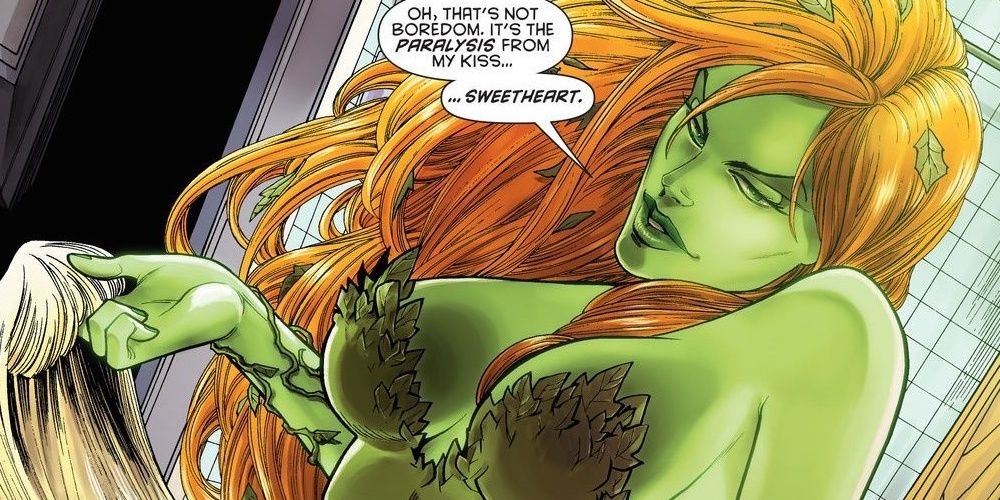 Poison Ivy taunts a foe in DC Comics.