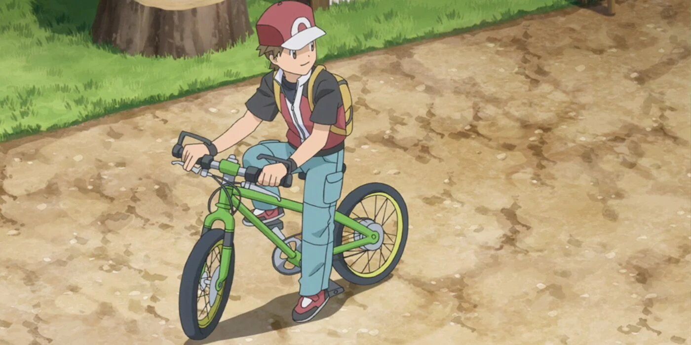Pokemon red on a bike
