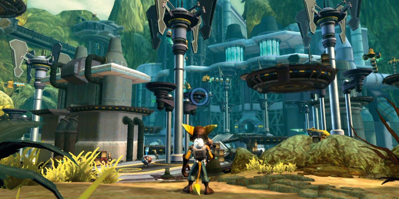 Ratchet exploring a world in Ratchet and Clank Future Tools of Destruction
