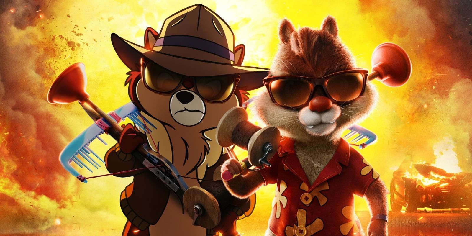 Chip n' Dale: Rescue Rangers walking away from explosions