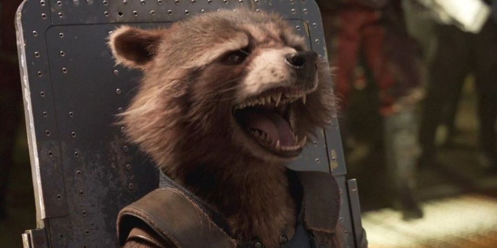 Rocket Raccoon laughs hysterically at Taserface
