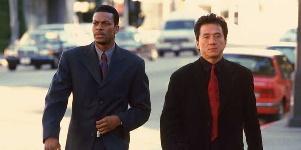 Chris Tucker and Jackie Chan crossing the street