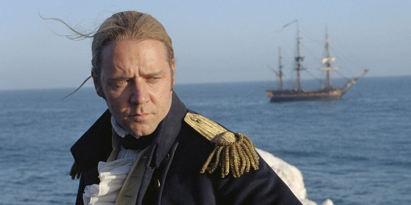 Russel Crowe looking out over the waters in the movie Master and Commander
