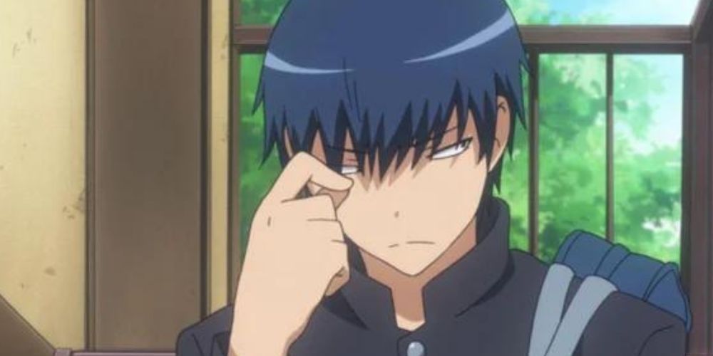 Ryuuji puxando o cabelo em Toradora!.