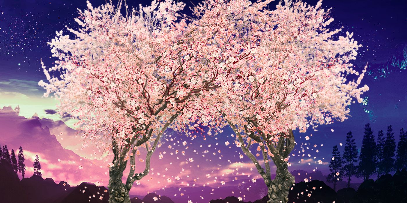 Premium Photo | Japanese cherry blossom trees and lake landscape anime  manga illustration