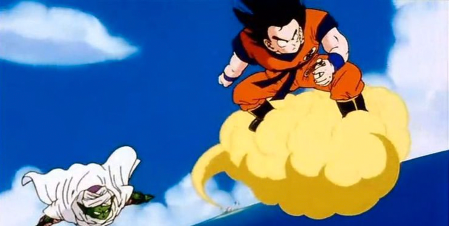 Goku flying on a cloud