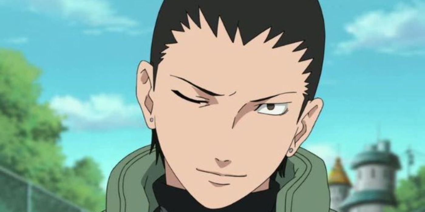 Shikamaru winking in Naruto.