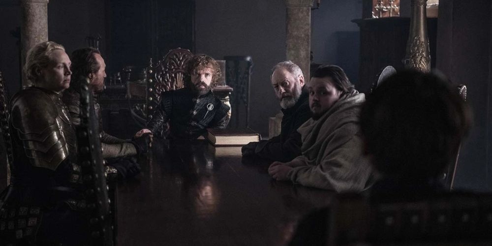 Bran Stark's Small Council Game of Thrones Samwell Tarly Brienne of Tarth Bronn of the Blackwater Davos Seaworth
