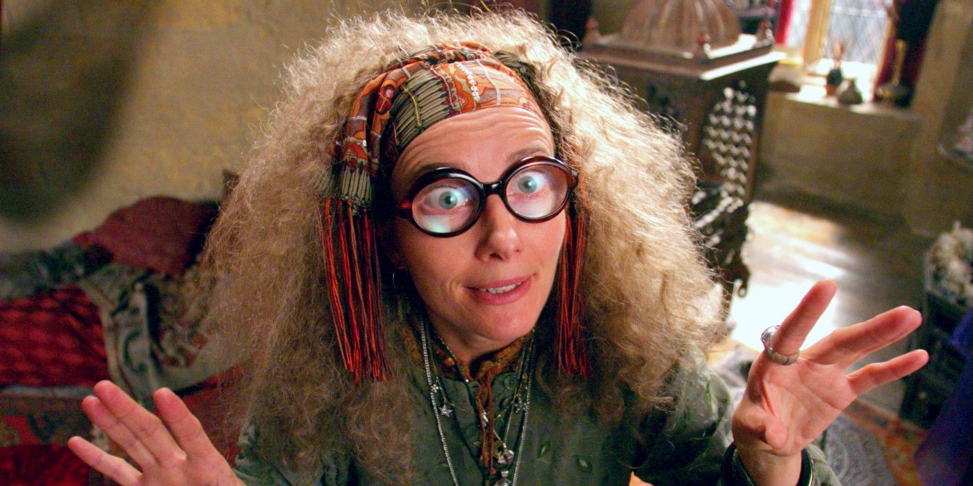 Sybill Trelawney teaching Divination in Harry Potter.