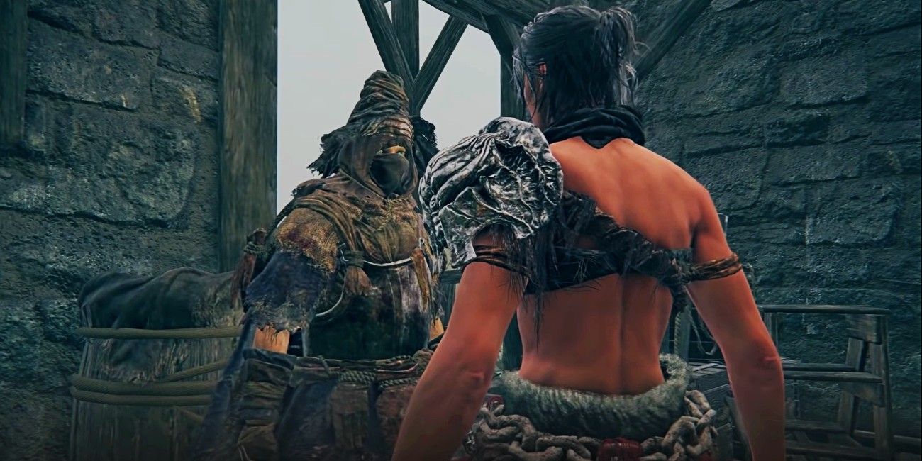 A female Tarnished and Monk Jinko, as seen in Elden Ring's cut content.
