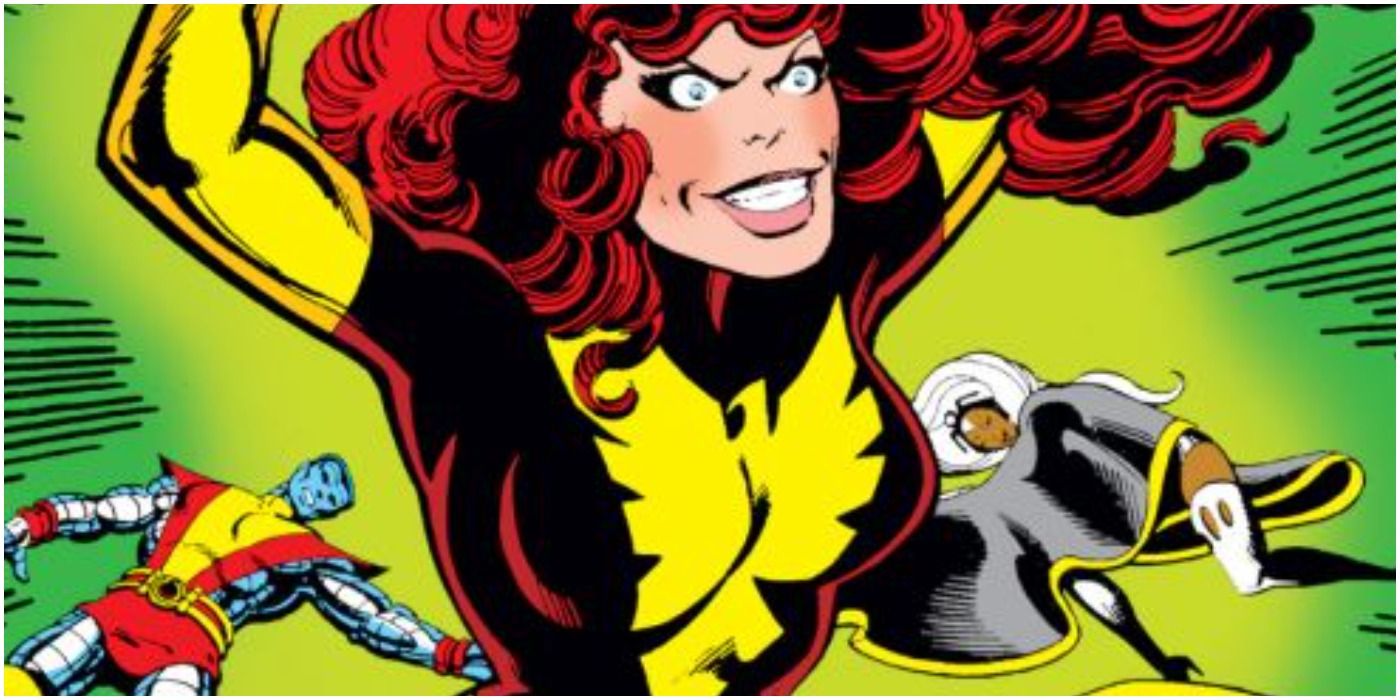 Dark Phoenix Grins evilly over the unconscious bodies of Storm and Colossus