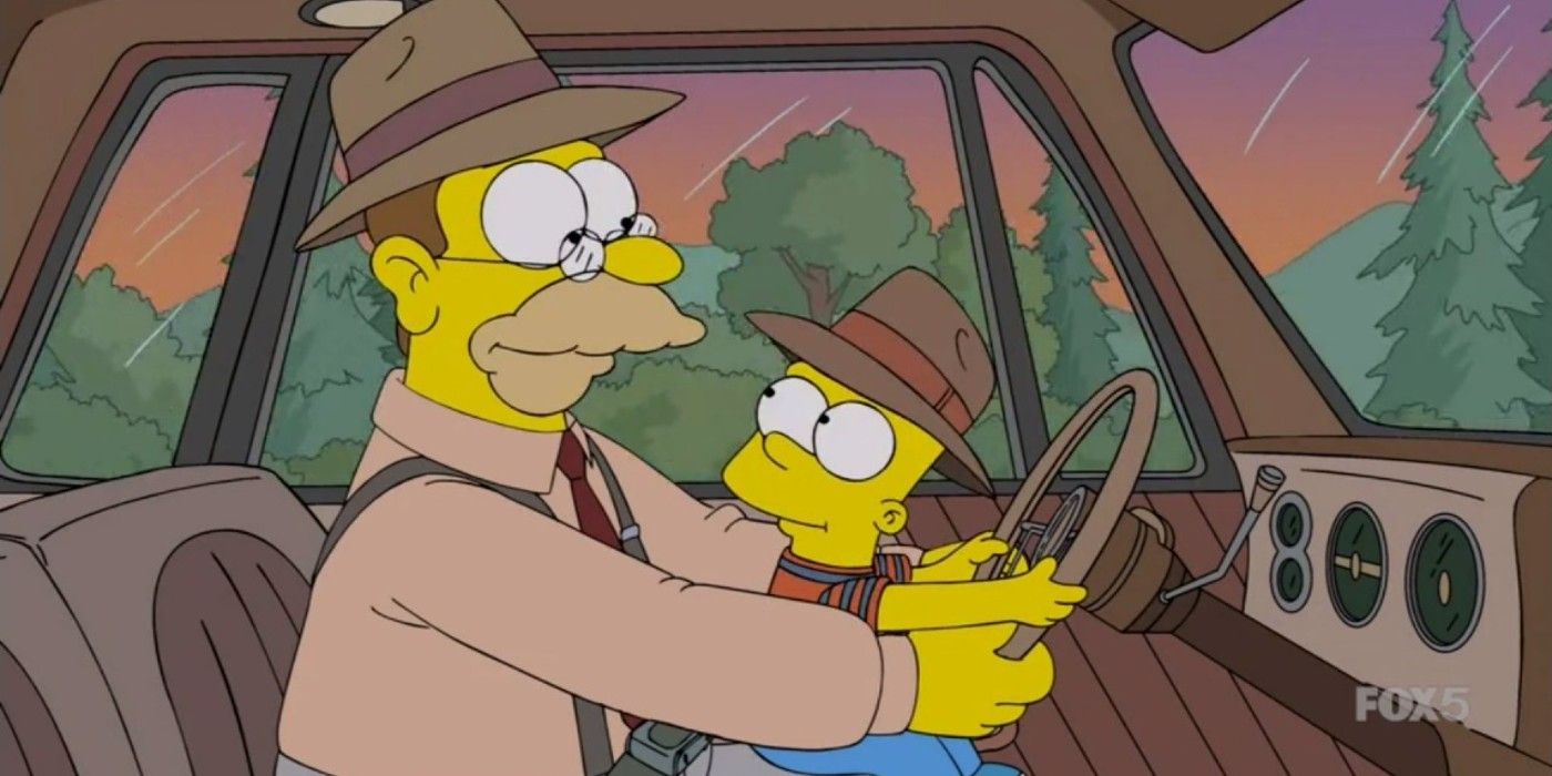 The Simpsons Bart and Grandpa Driving