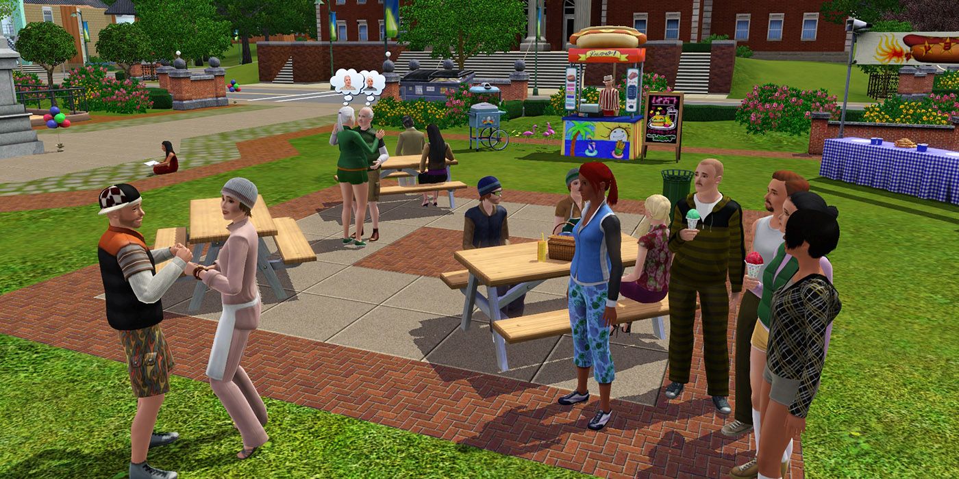A Sims neighborhood getting together - PC best games in the 2000s