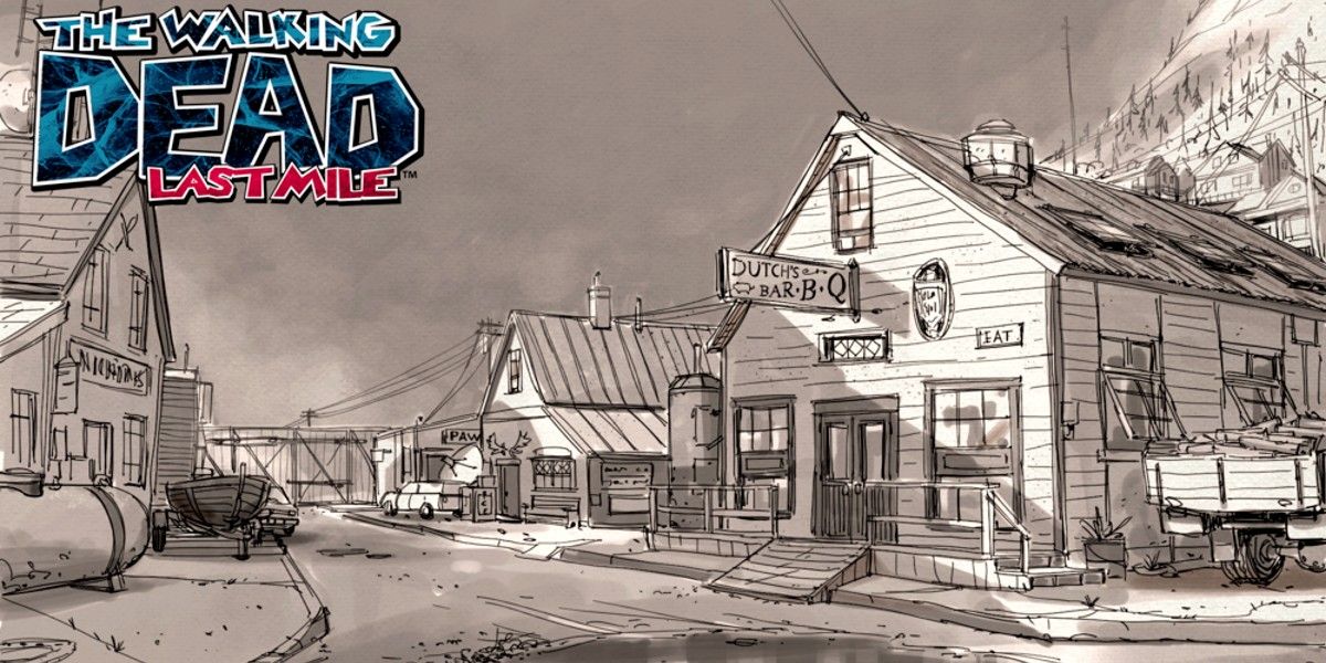 Concept art depicting a location in the upcoming The Walking Dead: Last Mile game, courtesy of Skybound Entertainment. 