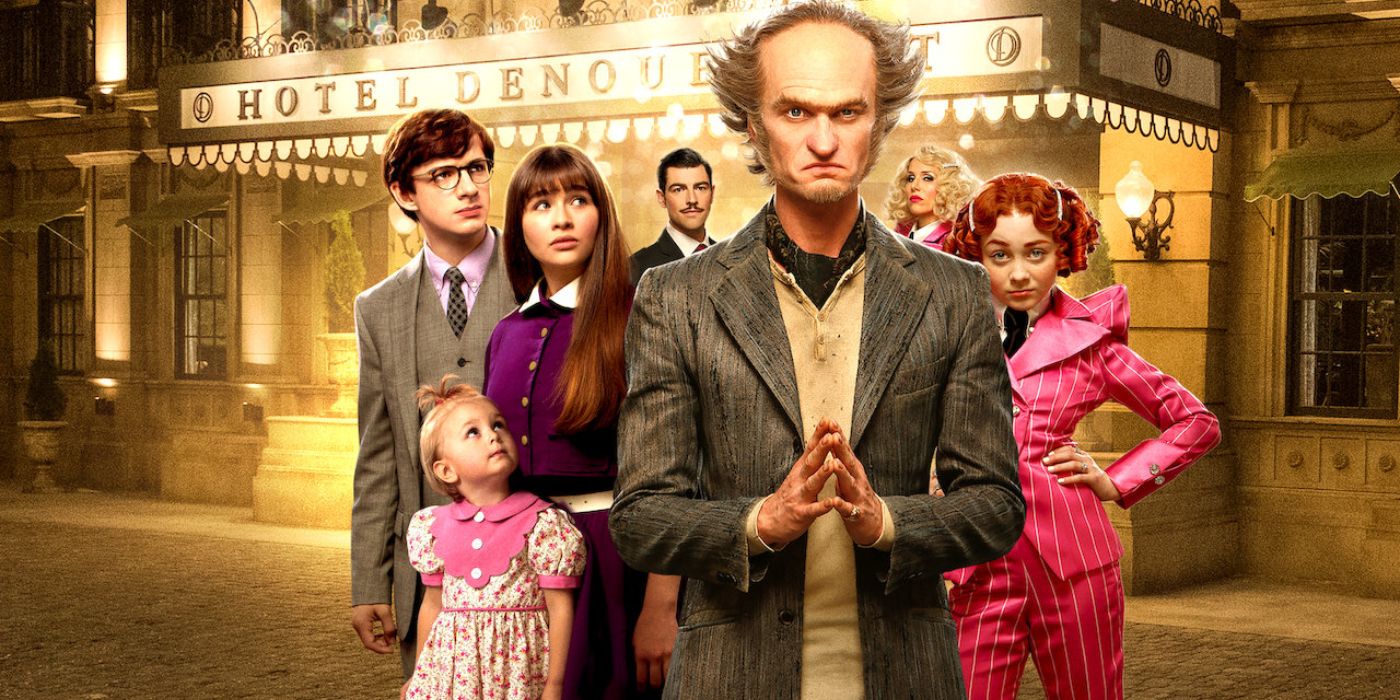Lemony Snicket's A Series of Unfortunate Events cast - Sonny, Violet, Klaus, and Count Olaf