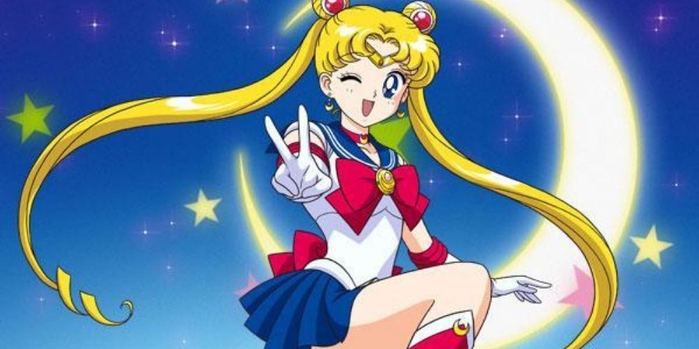 Usagi posing peace sign in Sailor Moon