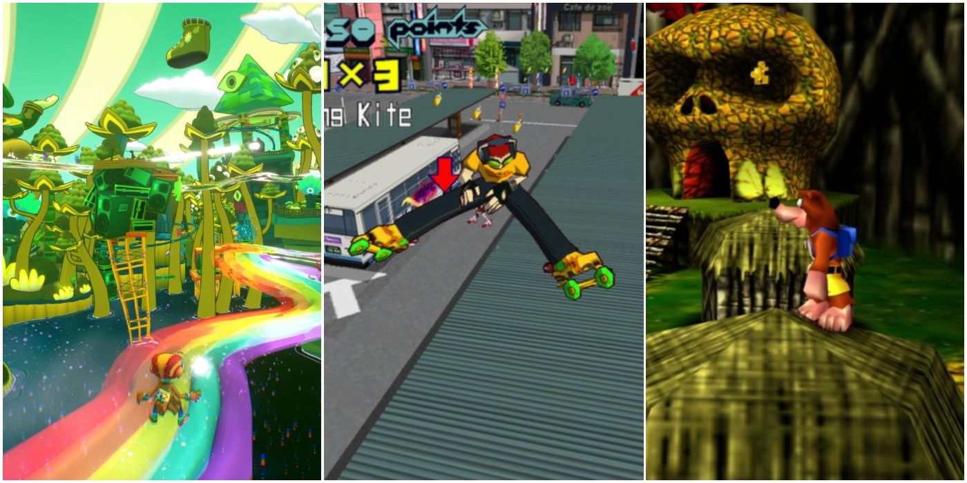 Video Games Best 3D Platformers Psychonauts 2 Jet Set Radio Future Banjo-Kazooie Trio Header