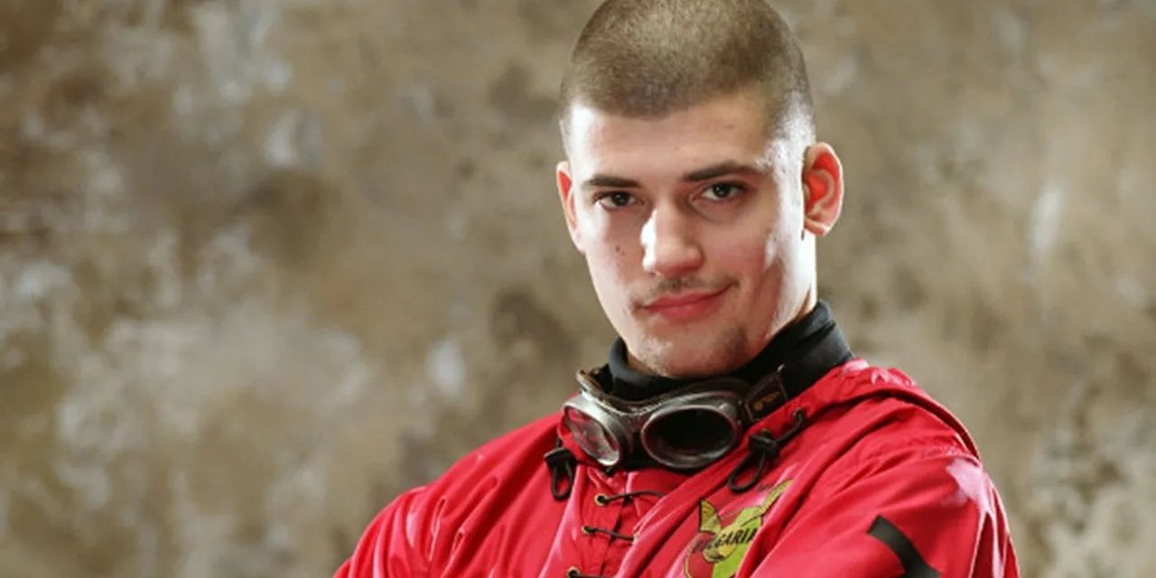 Viktor Krum poses with his Quidditch attire in Harry Potter.