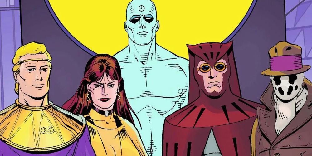 Ozymandias, Silk Spectre, Dr. Manhattan, Nite Owl and Rorschach in DC Comics Watchmen