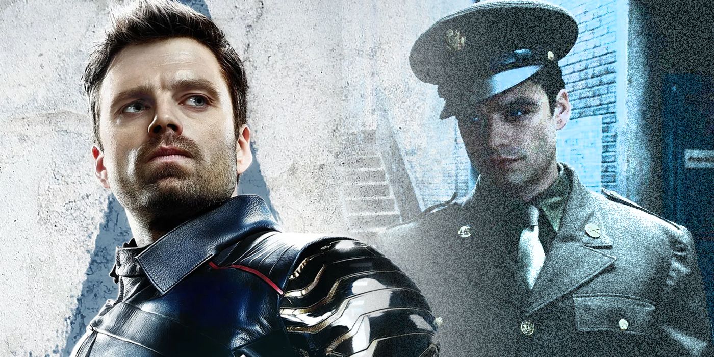 Winter Soldier and Bucky Barnes split image