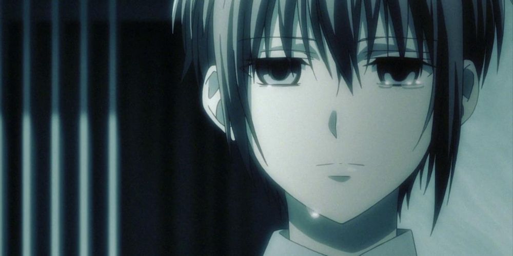 Yuki Sohma with tears running down his face in Fruits Basket
