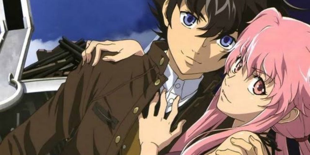 Yuno and Yuki hugging in Future Diary