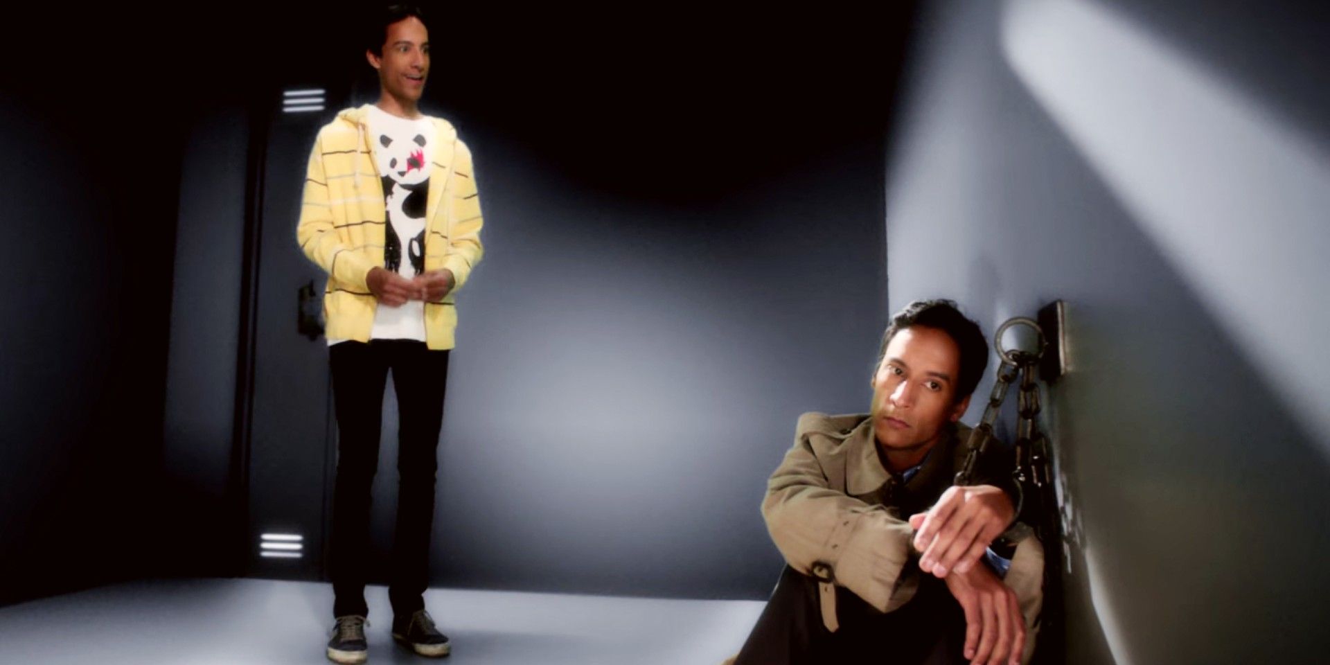 Abed is chained to the wall with Annie as Abed in the Dreamatorium