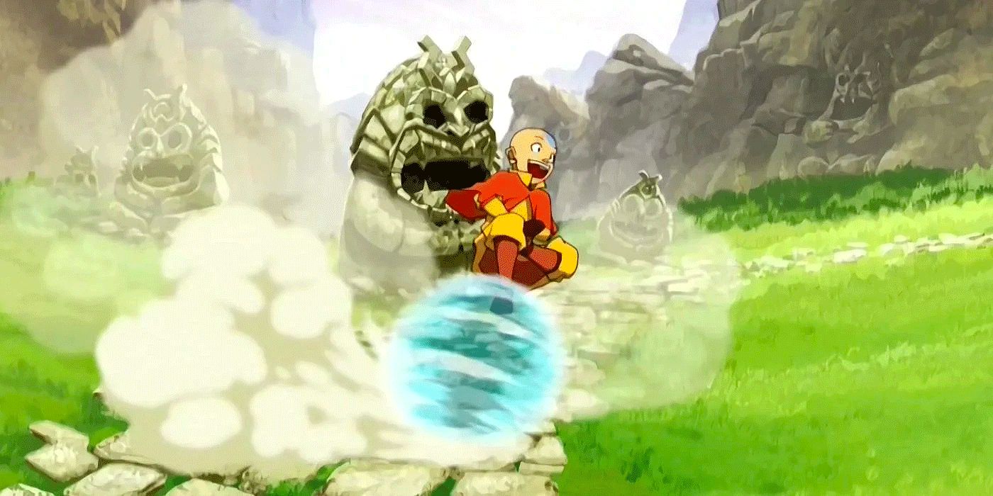 Aang with an air scooter in Avatar: The Last Airbender