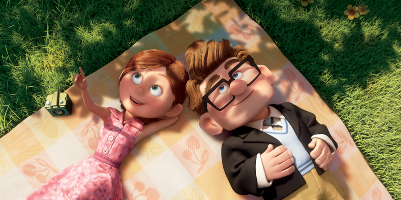 Carl and Ellie on a picnic blanket in Up.