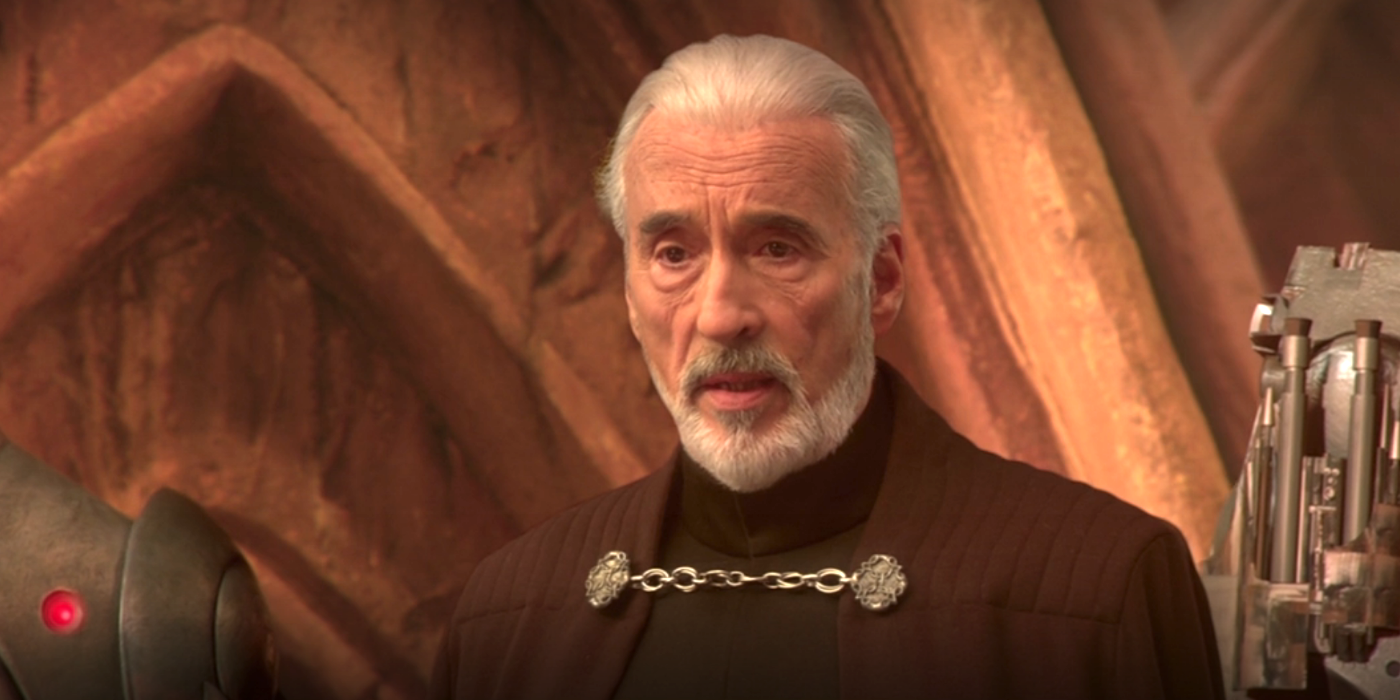 Count Dooku overseeing the Geonosis arena in Star Wars Episode II: Attack of the Clones