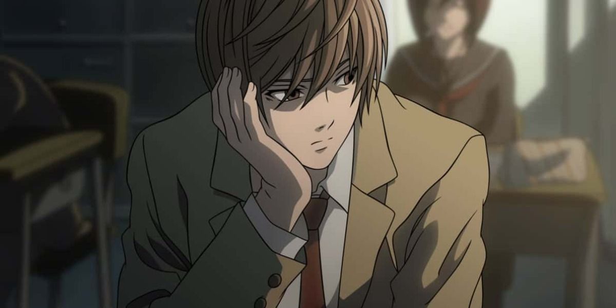 Death Note's Light Yagami bored in class.
